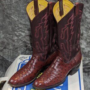 Panhandle Slim "Wine Ostrich" Cowboy Boots